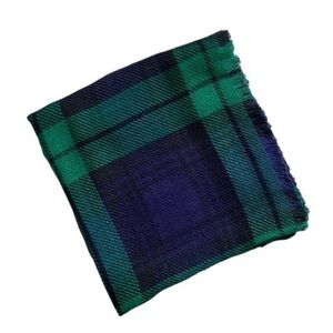 Honey Vintage Green Navy and Black Plaid Large Square Scarf